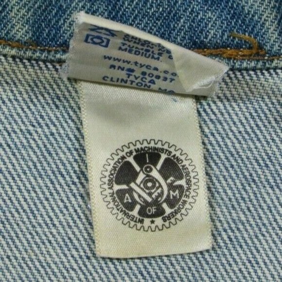 Men’s Denim Jean Jacket Embossed God Bless America XL Tyca Buttons Made in USA - Picture 4 of 5